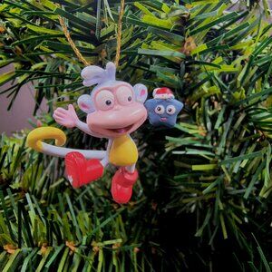 Boots the Monkey and Christmas Star Mini Feather Tree Ornament Dora Explorer